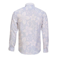 Plumeria Floral White Sunday Long Sleeve Button Shirt