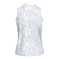 Plumeria Floral White Sunday Women Sleeveless Polo Shirt LT01 - Polynesian Pride