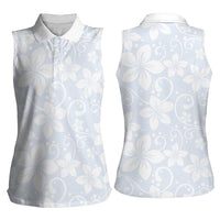 Plumeria Floral White Sunday Women Sleeveless Polo Shirt LT01 - Polynesian Pride