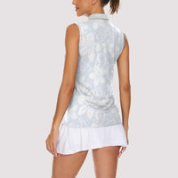 Plumeria Floral White Sunday Women Sleeveless Polo Shirt LT01 - Polynesian Pride