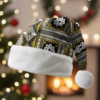 Fiji Masi Tapa Pattern Yellow Christmas Santa Hat - Polynesian Pride