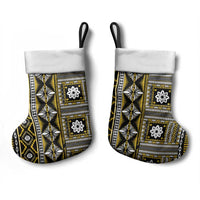 Fiji Masi Tapa Pattern Yellow Christmas Stocking - Polynesian Pride
