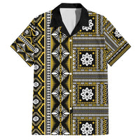 Fiji Masi Tapa Pattern Yellow Family Matching Puletasi and Hawaiian Shirt - Polynesian Pride