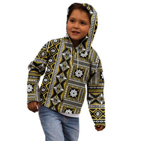Fiji Masi Tapa Pattern Yellow Kid Hoodie - Polynesian Pride