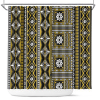 Fiji Masi Tapa Pattern Yellow Shower Curtain - Polynesian Pride