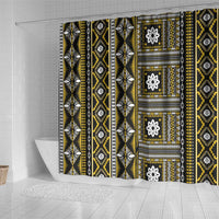 Fiji Masi Tapa Pattern Yellow Shower Curtain - Polynesian Pride