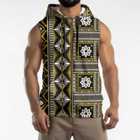 Fiji Masi Tapa Pattern Yellow Sleeveless Zip Hoodie - Polynesian Pride