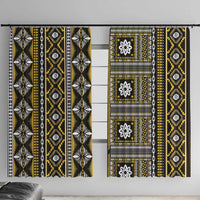 Fiji Masi Tapa Pattern Yellow Window Curtain - Polynesian Pride