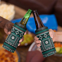 Fiji Masi Tapa Pattern Teal 4 in 1 Can Cooler Tumbler - Polynesian Pride