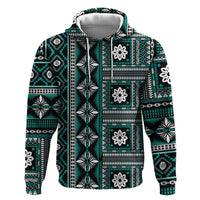 Fiji Masi Tapa Pattern Teal Hoodie - Polynesian Pride