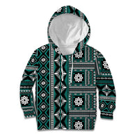 Fiji Masi Tapa Pattern Teal Kid Hoodie - Polynesian Pride