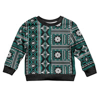 Fiji Masi Tapa Pattern Teal Kid Ugly Christmas Sweater - Polynesian Pride