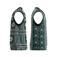 Fiji Masi Tapa Pattern Teal Christmas Knitted V-Neck Vest - Polynesian Pride