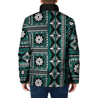 Fiji Masi Tapa Pattern Teal Padded Jacket - Polynesian Pride