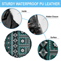 Fiji Masi Tapa Pattern Teal Spare Tire Cover - Polynesian Pride