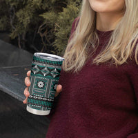 Fiji Masi Tapa Pattern Teal Tumbler Cup - Polynesian Pride