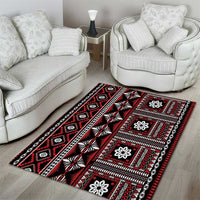 Fiji Masi Tapa Pattern Red Area Rug - Polynesian Pride
