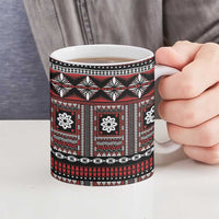 Fiji Masi Tapa Pattern Red Ceramic Mug - Polynesian Pride
