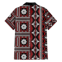 Fiji Masi Tapa Pattern Red Family Matching Off The Shoulder Long Sleeve Dress and Hawaiian Shirt - Polynesian Pride