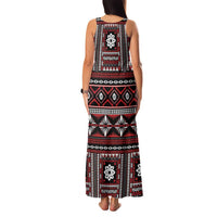 Fiji Masi Tapa Pattern Red Family Matching Tank Maxi Dress and Hawaiian Shirt - Polynesian Pride