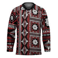 Fiji Masi Tapa Pattern Red Hockey Jersey - Polynesian Pride