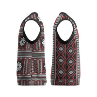 Fiji Masi Tapa Pattern Red Christmas Knitted V-Neck Vest - Polynesian Pride