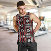 Fiji Masi Tapa Pattern Red Men Tank Top - Polynesian Pride