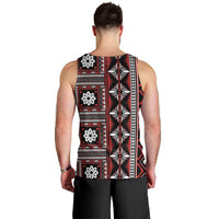 Fiji Masi Tapa Pattern Red Men Tank Top - Polynesian Pride