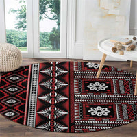 Fiji Masi Tapa Pattern Red Round Carpet - Polynesian Pride