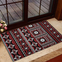 Fiji Masi Tapa Pattern Red Rubber Doormat - Polynesian Pride