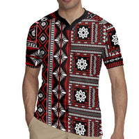 Fiji Masi Tapa Pattern Red Rugby Jersey - Polynesian Pride