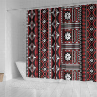 Fiji Masi Tapa Pattern Red Shower Curtain - Polynesian Pride