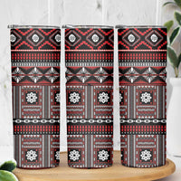 Fiji Masi Tapa Pattern Red Skinny Tumbler - Polynesian Pride