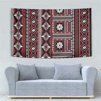 Fiji Masi Tapa Pattern Red Tapestry - Polynesian Pride