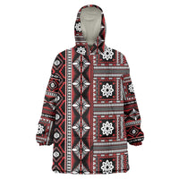 Fiji Masi Tapa Pattern Red Wearable Blanket Hoodie - Polynesian Pride