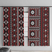 Fiji Masi Tapa Pattern Red Window Curtain - Polynesian Pride