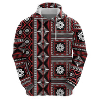 Fiji Masi Tapa Pattern Red Zip Hoodie - Polynesian Pride