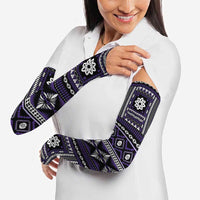Fiji Masi Tapa Pattern Purple Arm Sleeves - Polynesian Pride