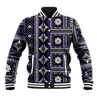 Fiji Masi Tapa Pattern Purple Baseball Jacket - Polynesian Pride