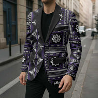 Fiji Masi Tapa Pattern Purple Blazer - Polynesian Pride