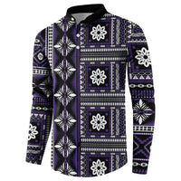 Fiji Masi Tapa Pattern Purple Button Sweatshirt - Polynesian Pride