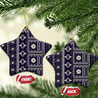 Fiji Masi Tapa Pattern Purple Ceramic Ornament - Polynesian Pride
