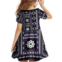 Fiji Masi Tapa Pattern Purple Family Matching Long Sleeve Bodycon Dress and Hawaiian Shirt - Polynesian Pride
