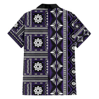 Fiji Masi Tapa Pattern Purple Family Matching Off The Shoulder Long Sleeve Dress and Hawaiian Shirt - Polynesian Pride