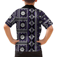 Fiji Masi Tapa Pattern Purple Family Matching Summer Maxi Dress and Hawaiian Shirt - Polynesian Pride