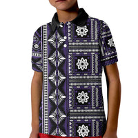 Fiji Masi Tapa Pattern Purple Kid Polo Shirt - Polynesian Pride