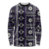 Fiji Masi Tapa Pattern Purple Long Sleeve Shirt - Polynesian Pride