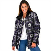 Fiji Masi Tapa Pattern Purple Padded Jacket - Polynesian Pride