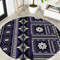 Fiji Masi Tapa Pattern Purple Round Carpet - Polynesian Pride