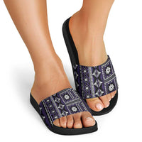 Fiji Masi Tapa Pattern Purple Slide Sandals - Polynesian Pride